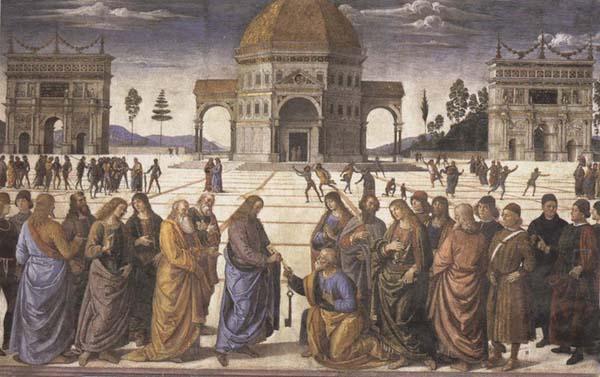 Pietro Perugino Christ Giving the Keys to Saint Peter France oil painting art